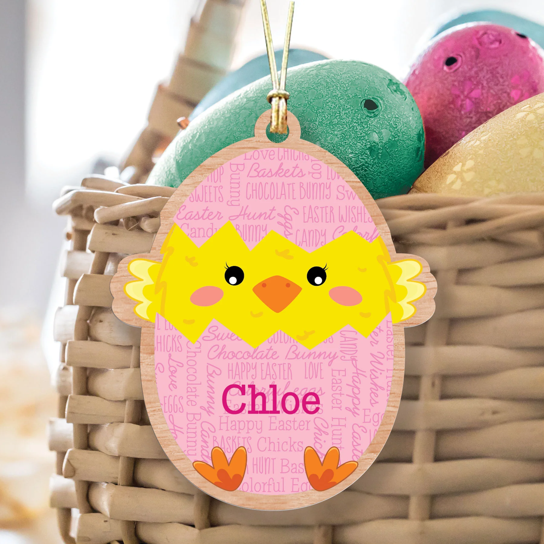 Personalized Chick Easter Basket Tag - Image 2