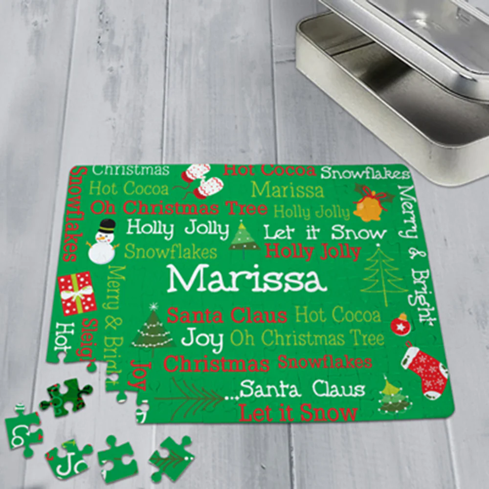 Personalized Christmas Icons Puzzle with Tin - Image 2