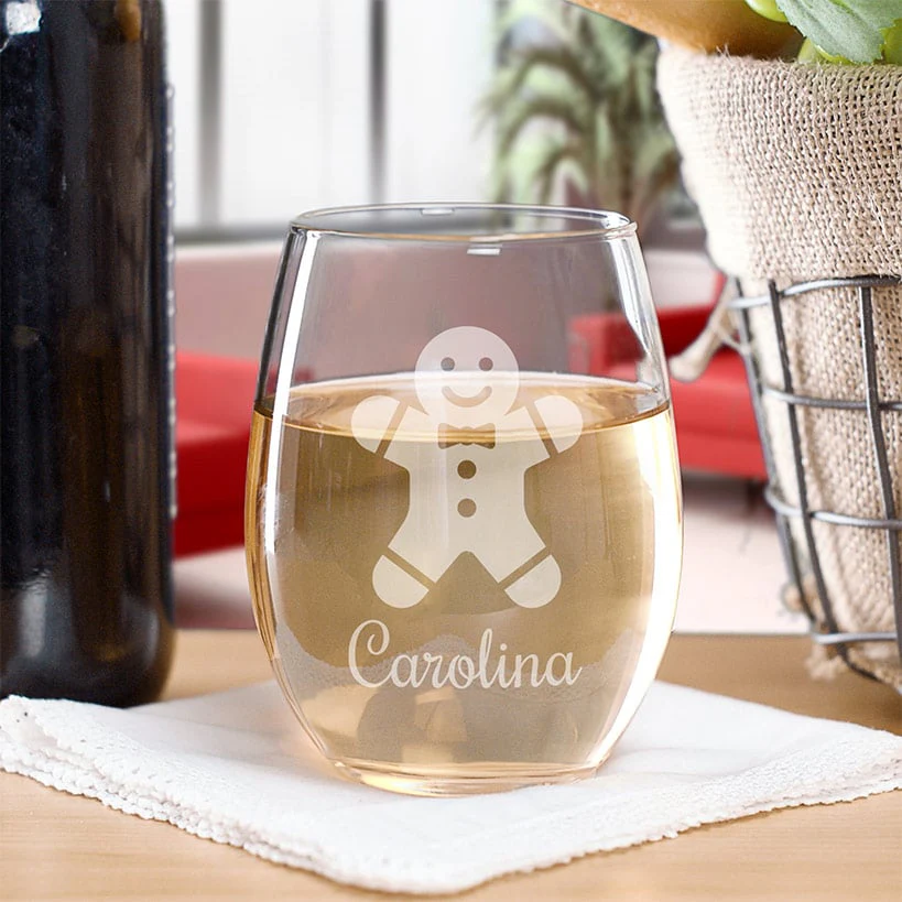 Personalized Christmas Icons Wine Glass - Image 5
