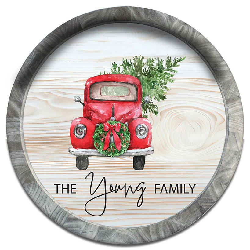 Personalized Christmas Red Truck Wall Sign - Image 2