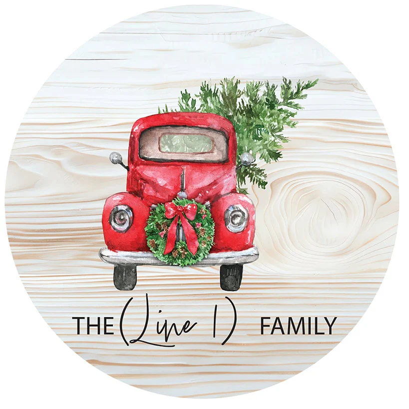 Personalized Christmas Red Truck Wall Sign - Image 3