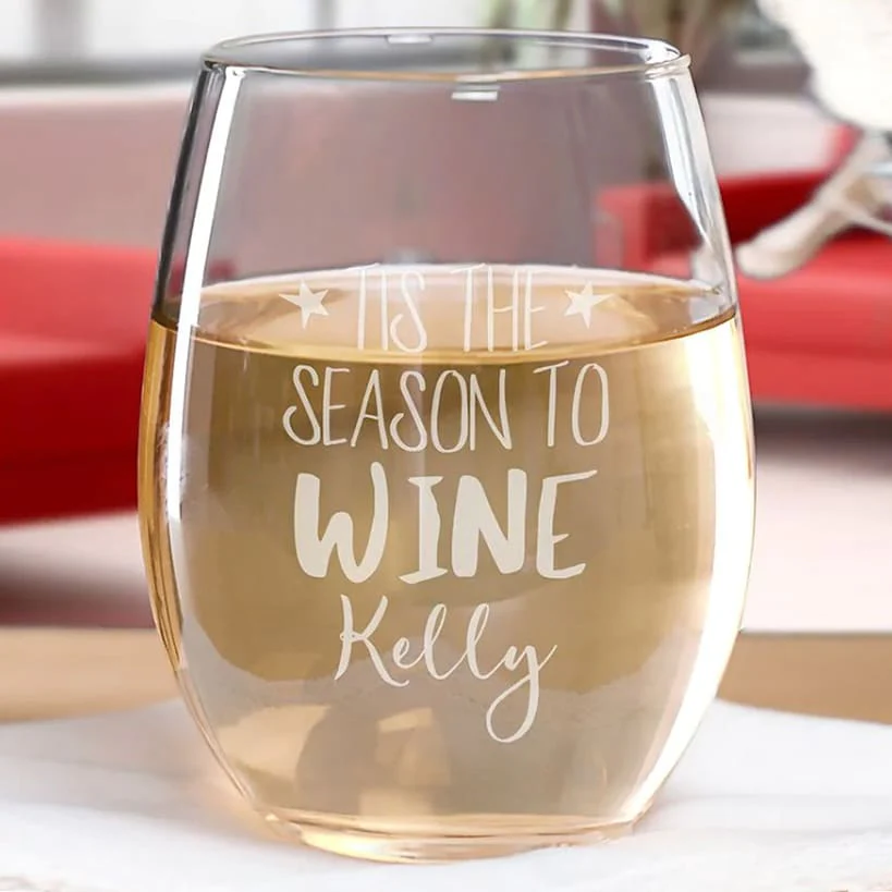Personalized Christmas Themed Wine Glasses - Image 3