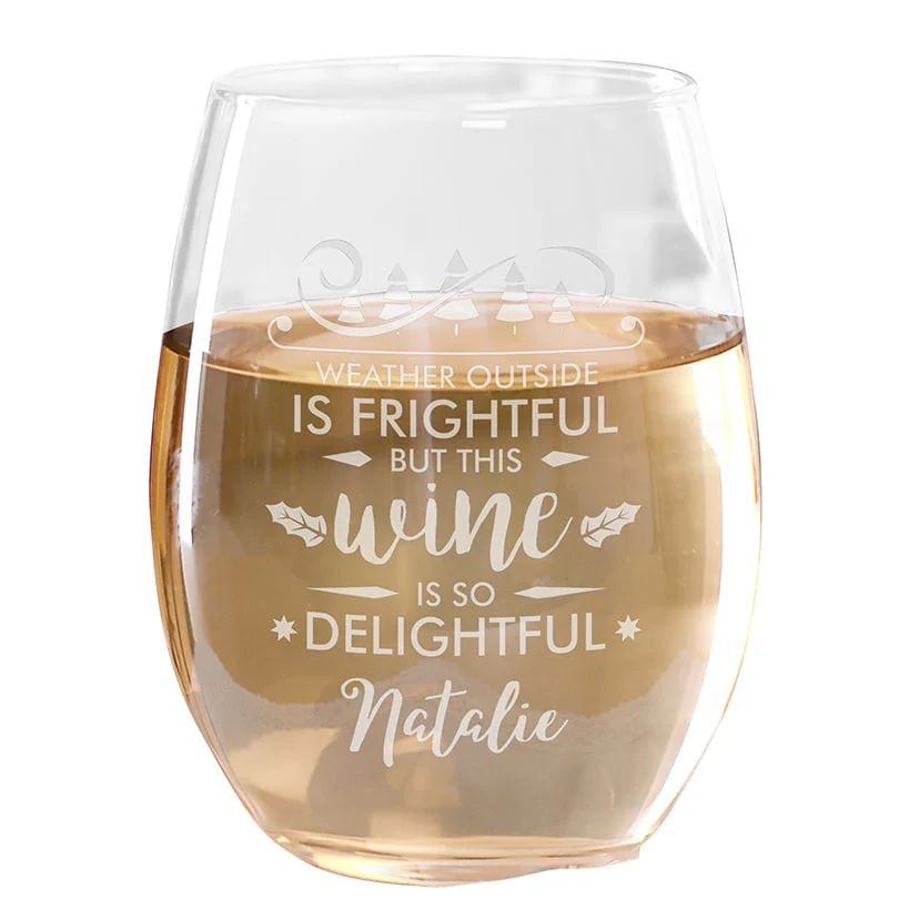 Personalized Christmas Themed Wine Glasses - Image 7