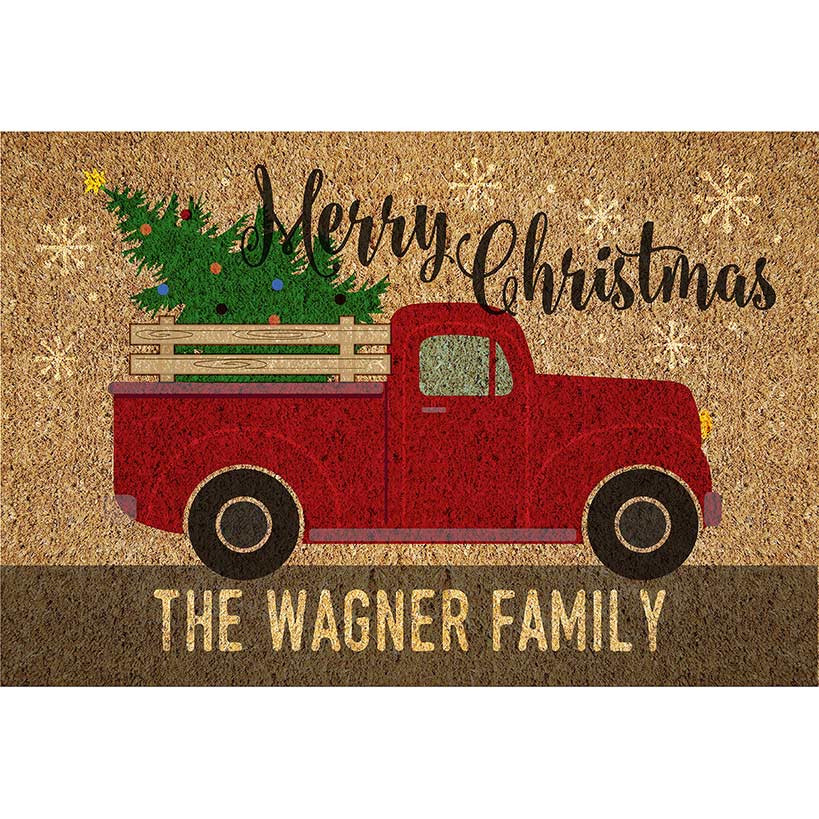 Personalized Christmas Truck Doormat - Image 4