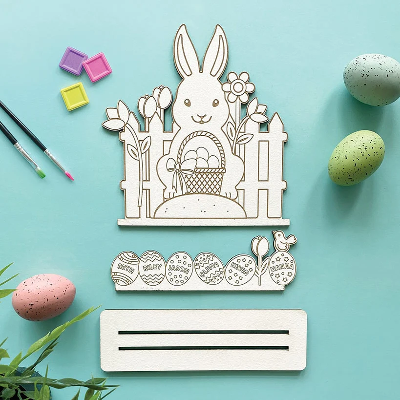 Personalized DIY Wood Easter Bunny and Eggs Gift - Image 3
