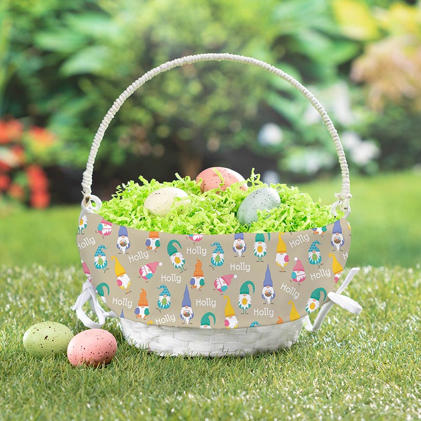 Personalized Easter Wicker Basket with Liner - Image 4