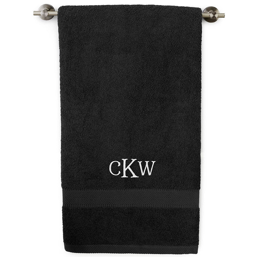 Personalized Embroidered Black Bath Towels - Image 10