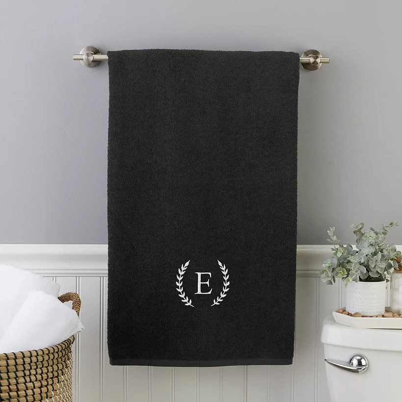 Personalized Embroidered Black Bath Towels - Image 6