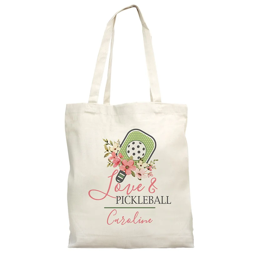 Personalized Floral Love Pickleball Canvas Tote Bag - Image 2