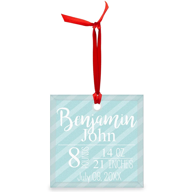 Personalized Glass Christmas Ornament Boy Announcement - Image 3