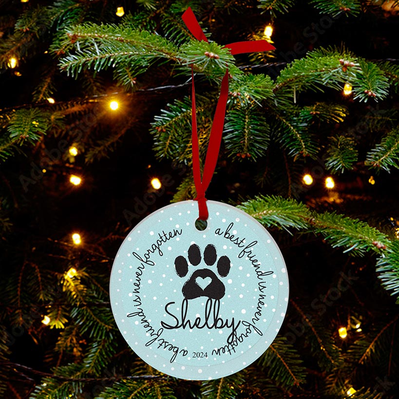 Personalized Dog Glass Christmas Ornament