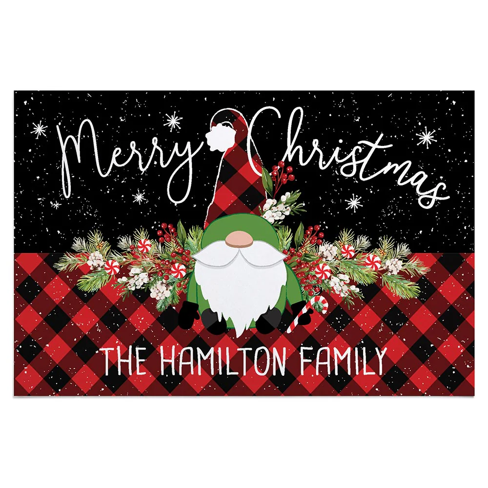 Personalized Gnome Buffalo Check Doormat - Image 2