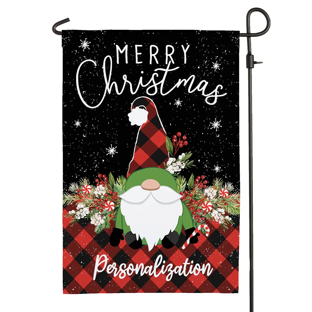 Personalized Gnome Buffalo Check Garden Flag - Image 3