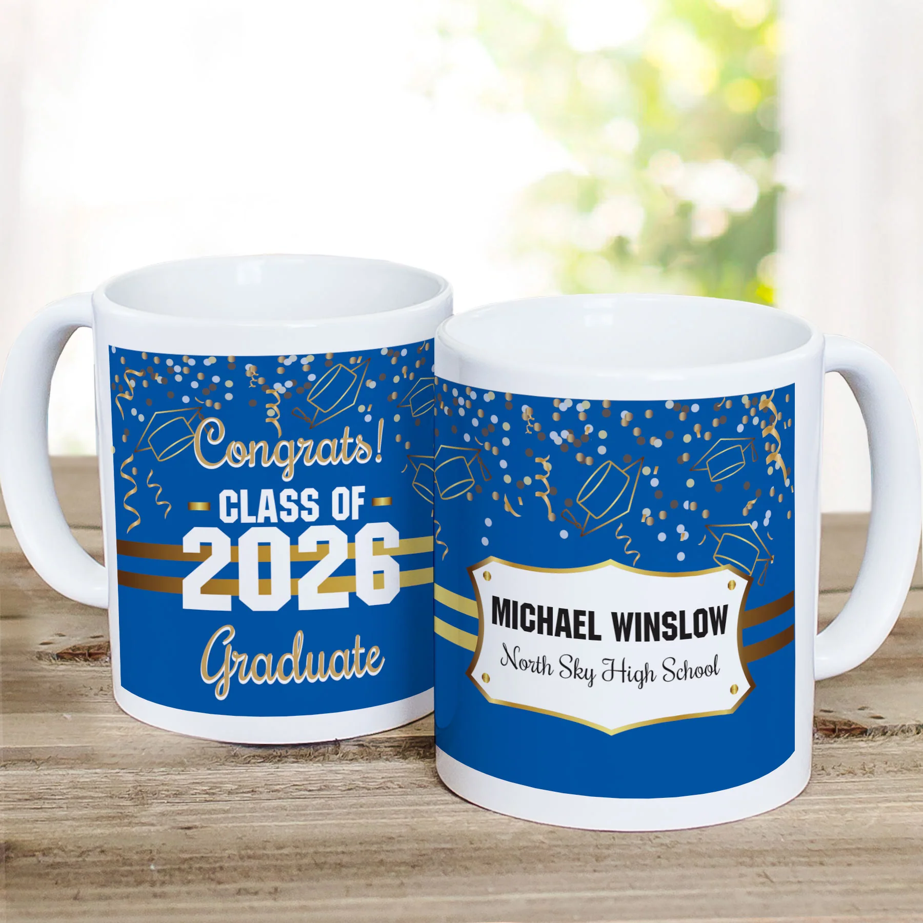 Personalized Gold Confetti Graduation Mug 11oz - Image 3