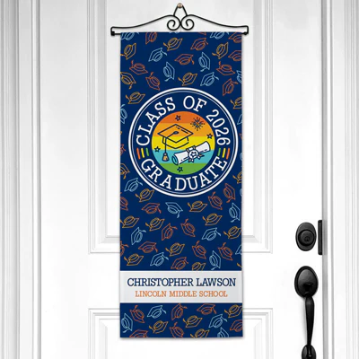 Personalized Graduation Colorful Grad Caps Wall Hanging