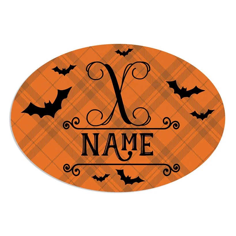 Personalized Halloween Bats Door Wreath Hanger or Oval Metal Plaque - Image 4