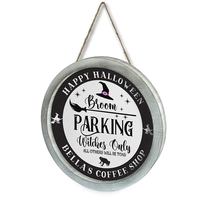 Personalized Halloween Broom Parking Wall Sign - Image 2