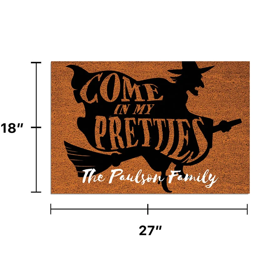 Personalized Halloween Flying Witch Doormat - Image 3