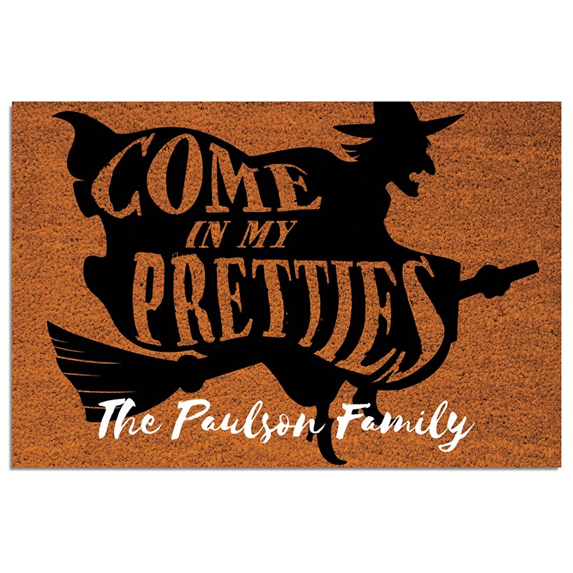 Personalized Halloween Flying Witch Doormat - Image 5