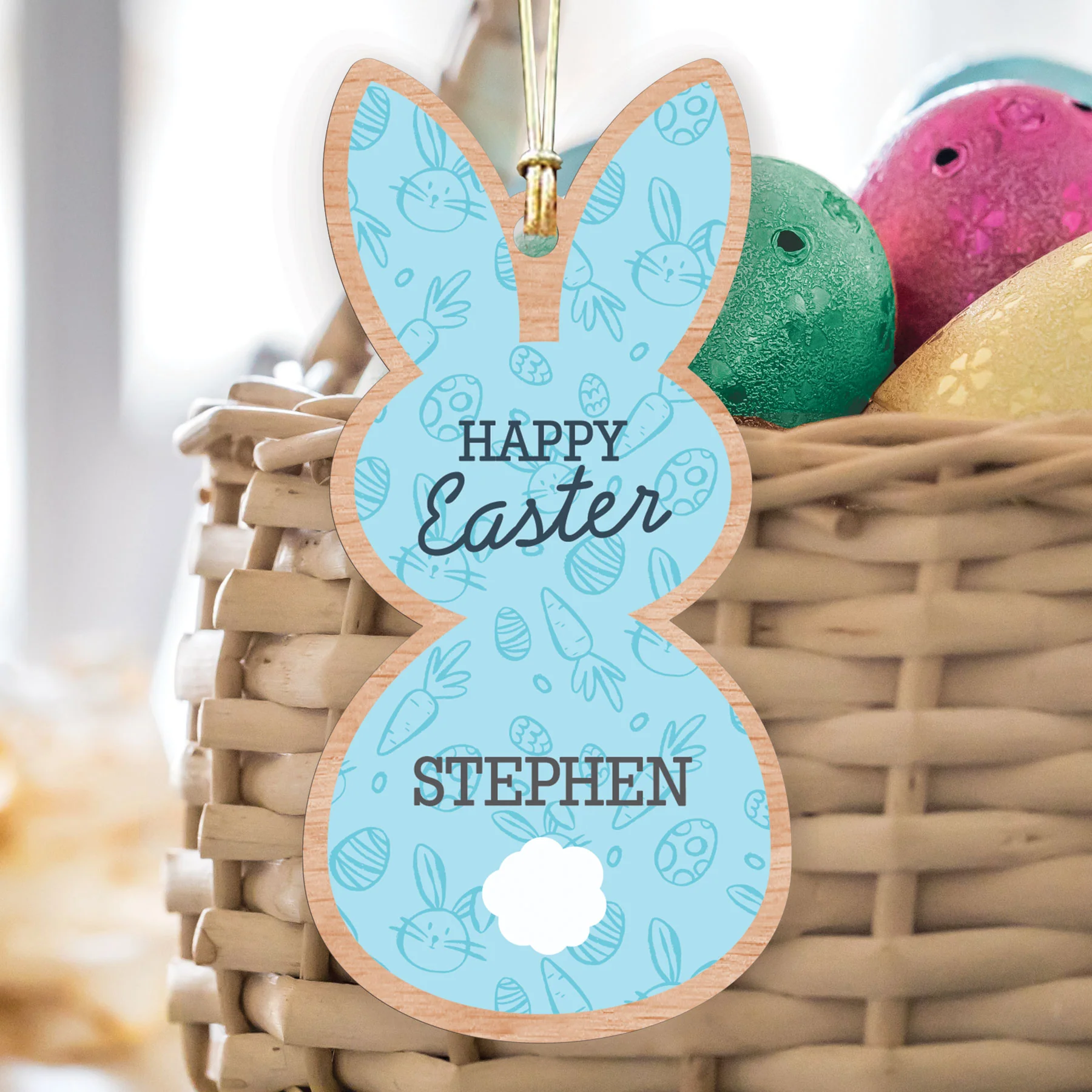 Personalized Happy Easter Bunny Basket Tag - Image 6
