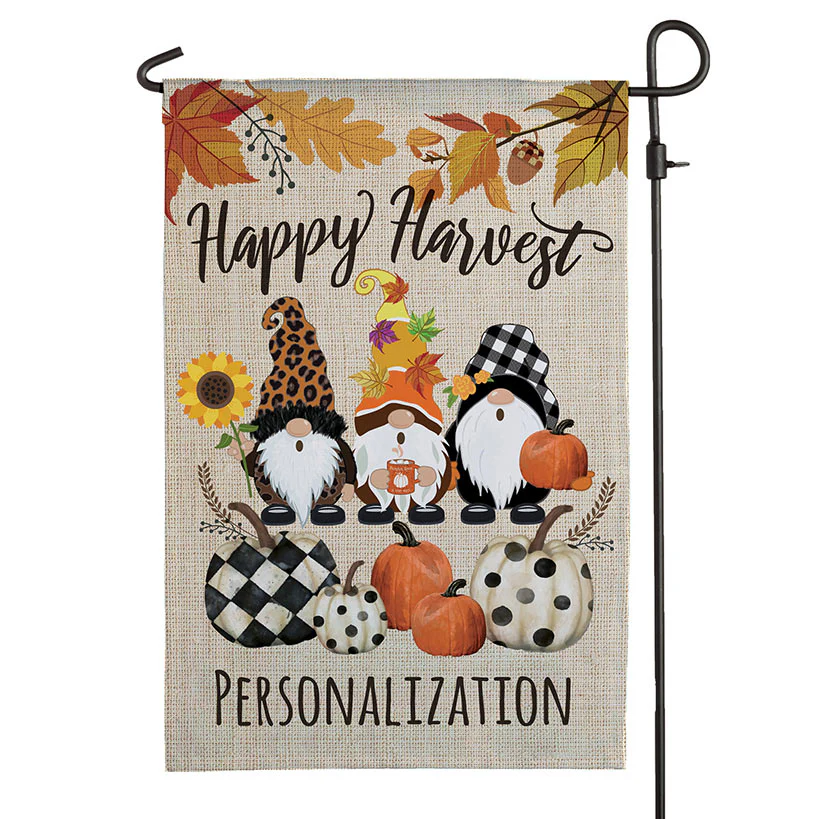 Personalized Harvest Gnome Garden Flag - Image 3