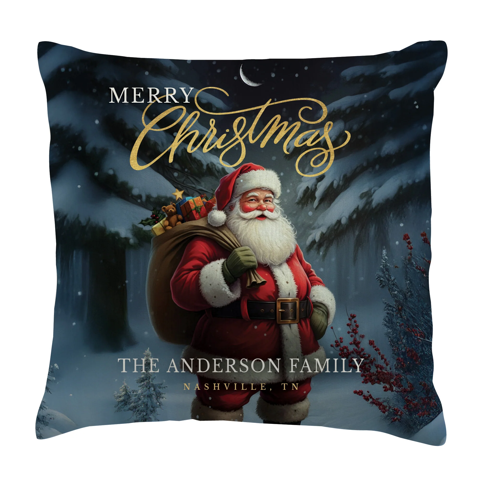 Personalized Merry Christmas Santa 14" Throw Pillow - Image 2