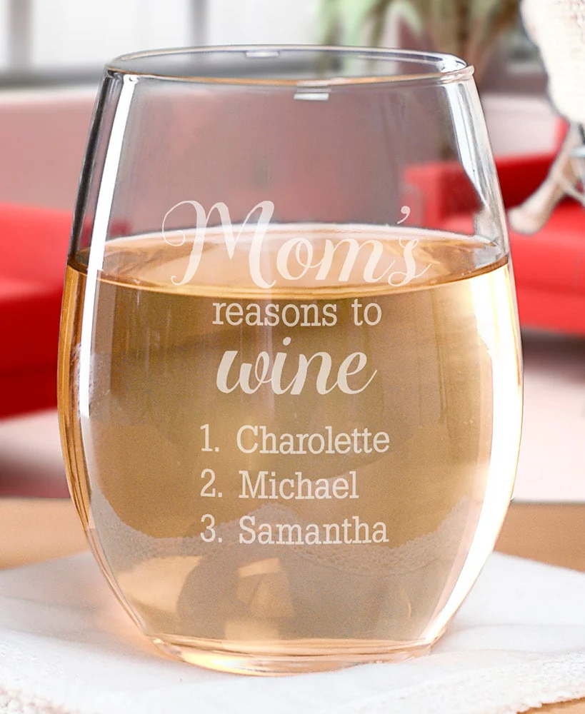 Personalized Mom Stemless Wine Glasses - Image 2