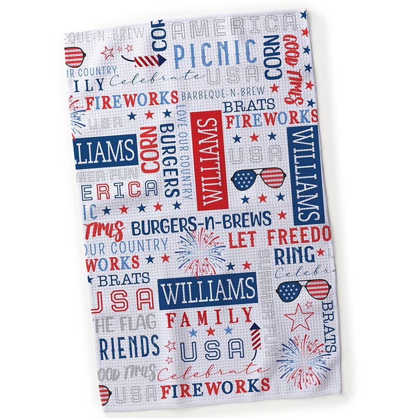 Personalized Patriotic Word Art Tea Towel - Image 3