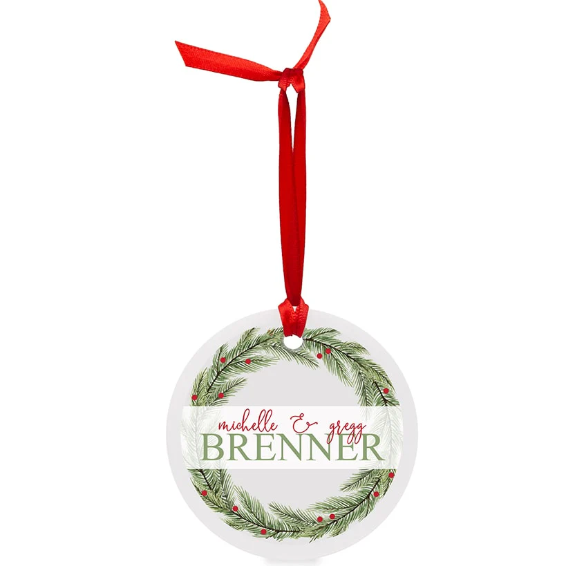 Personalized Pine Branches Glass Ornament - Image 2
