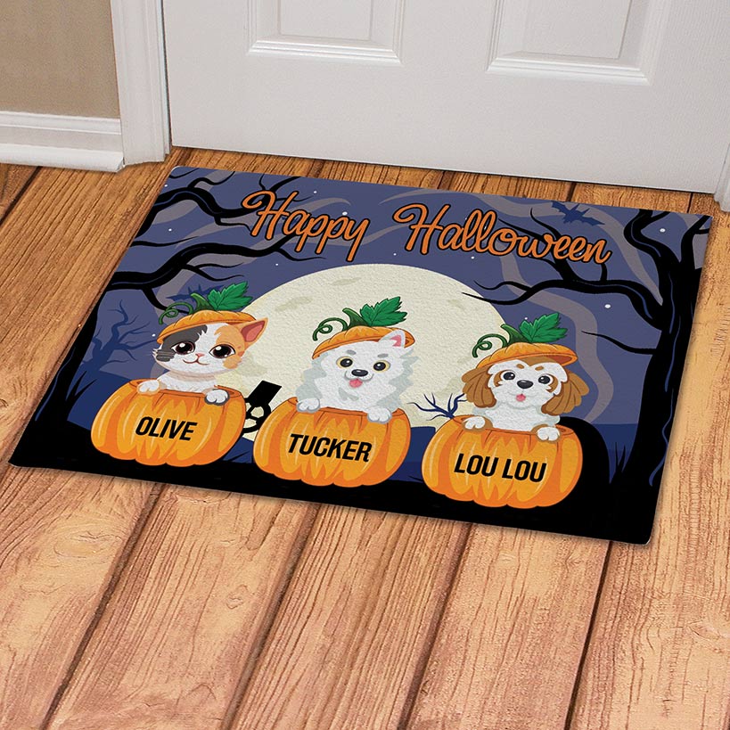 Personalized Pumpkin Pets Halloween Doormat - Image 3