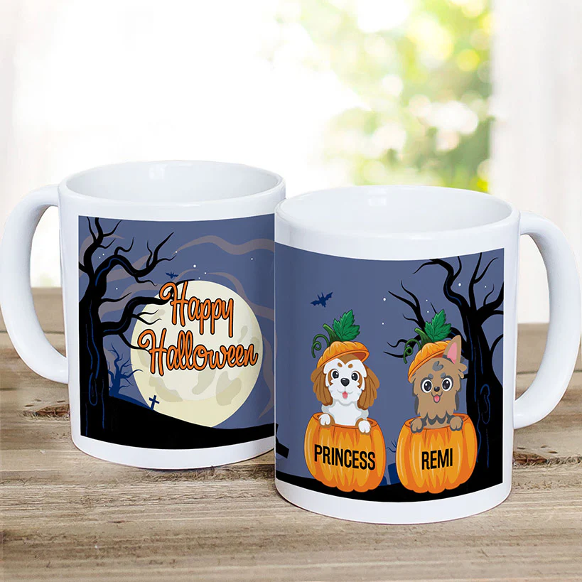Personalized Pumpkin Pets Halloween Mug 11 oz White Ceramic - Image 2