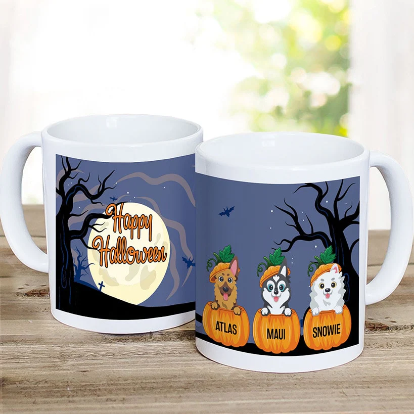 Personalized Pumpkin Pets Halloween Mug 11 oz White Ceramic - Image 3