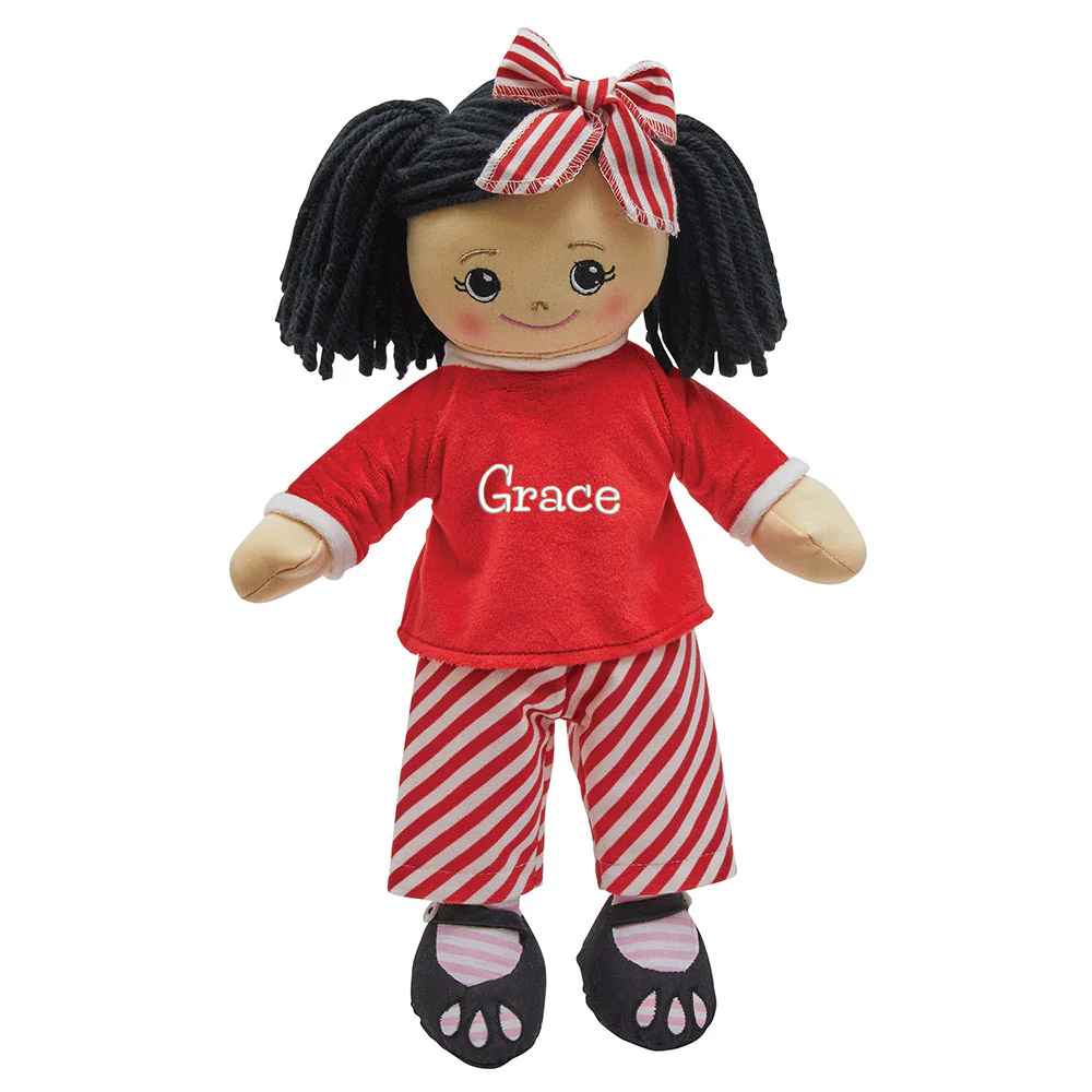 Personalized Rag Doll with Christmas Pajamas - Image 4