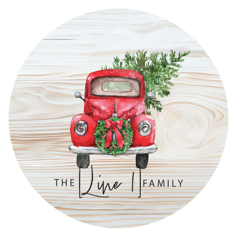 Personalized Red Truck Glass Ornament - Image 3