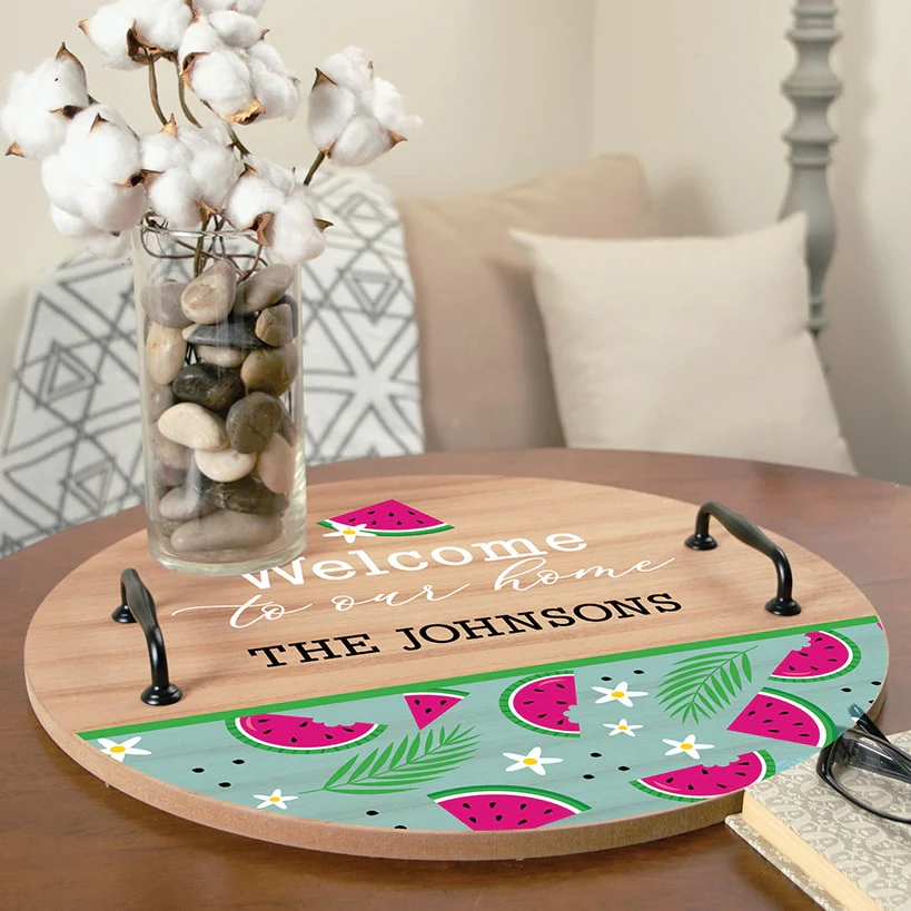 Personalized Round Tray with Handles - Image 2