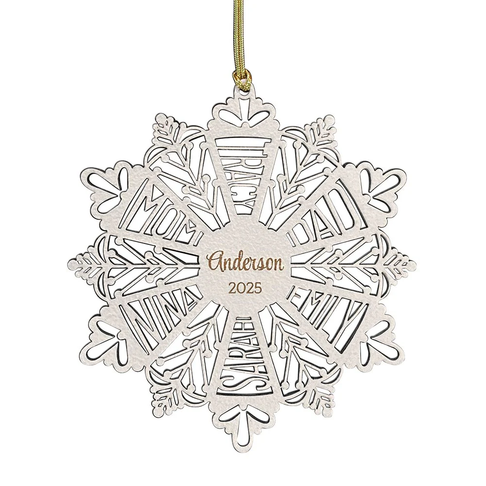 Personalized Snowflake Ornament White Wood - Image 11