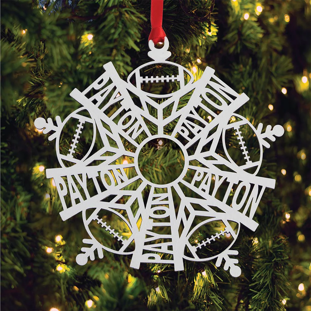 Personalized Snowflake Ornament White Wood - Image 14