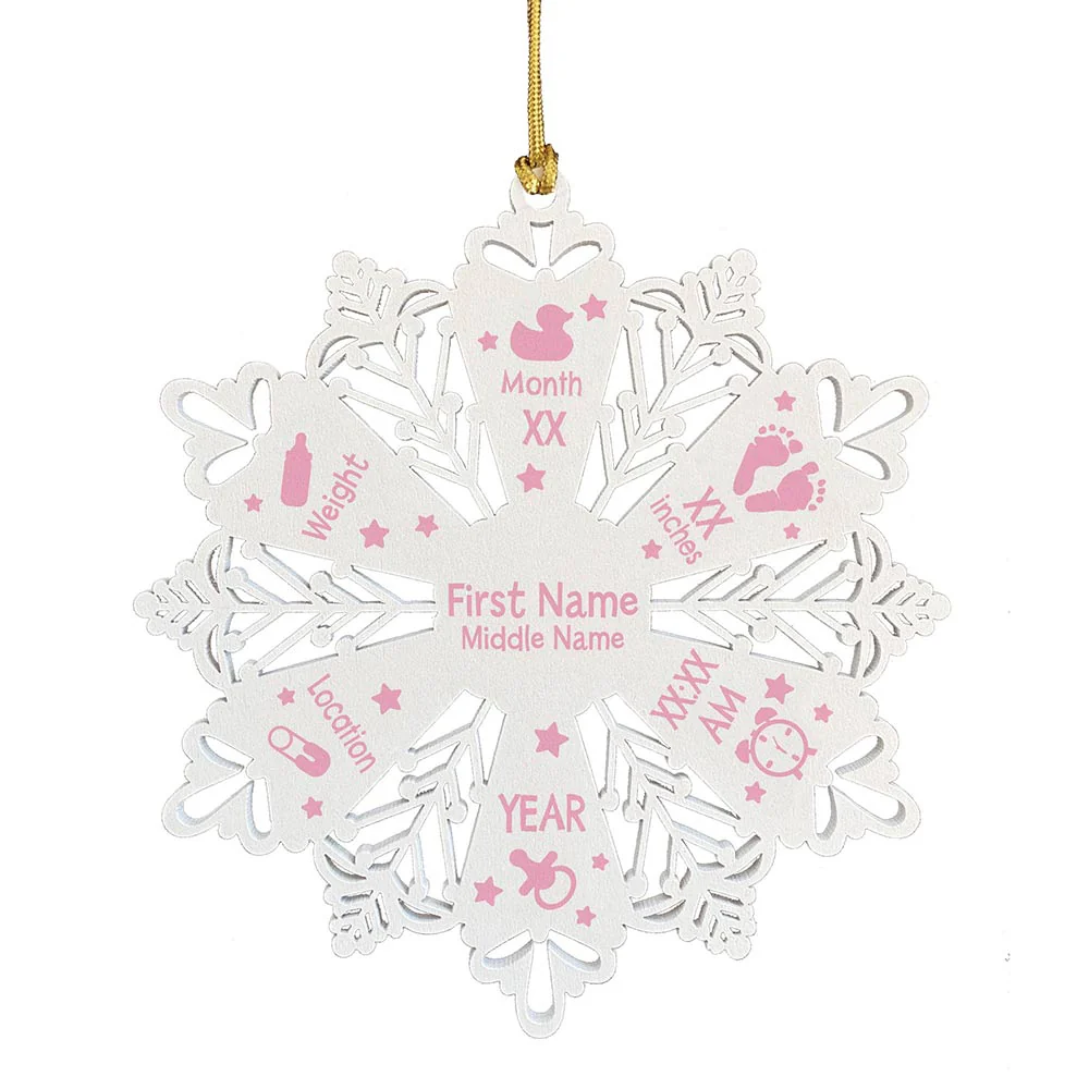Personalized Snowflake Ornament White Wood - Image 19