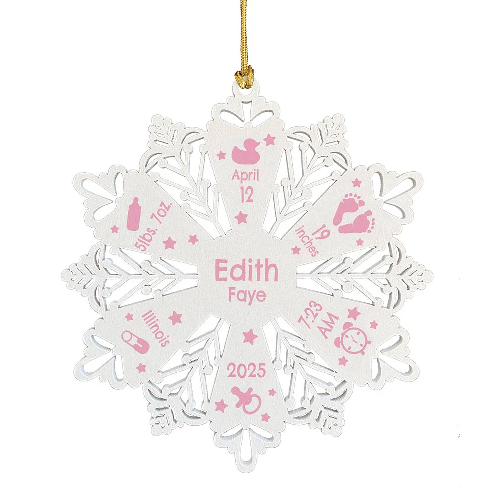 Personalized Snowflake Ornament White Wood - Image 20
