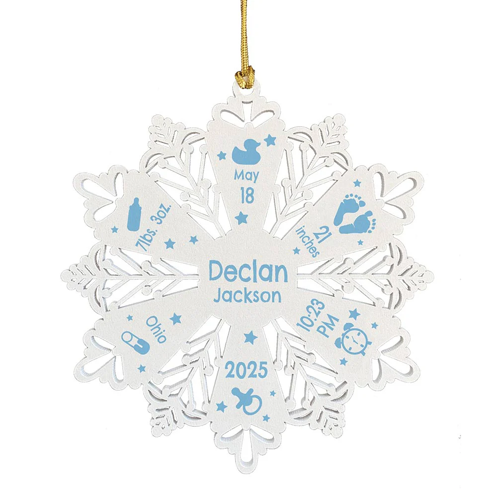 Personalized Snowflake Ornament White Wood - Image 5
