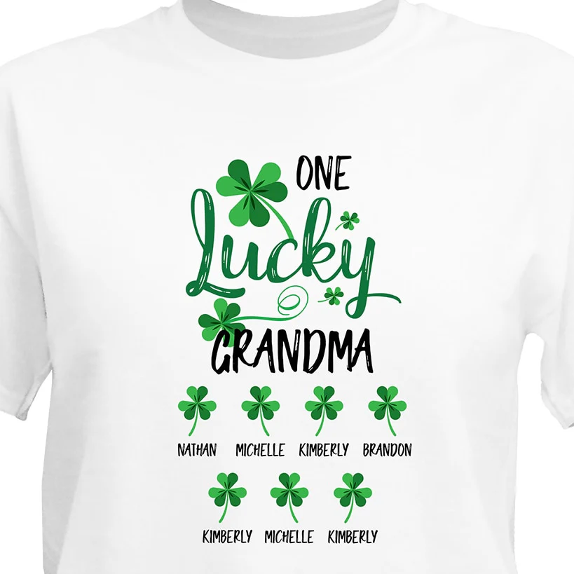 Personalized St. Patrick's Day One Lucky Shamrock T-Shirt - Image 2
