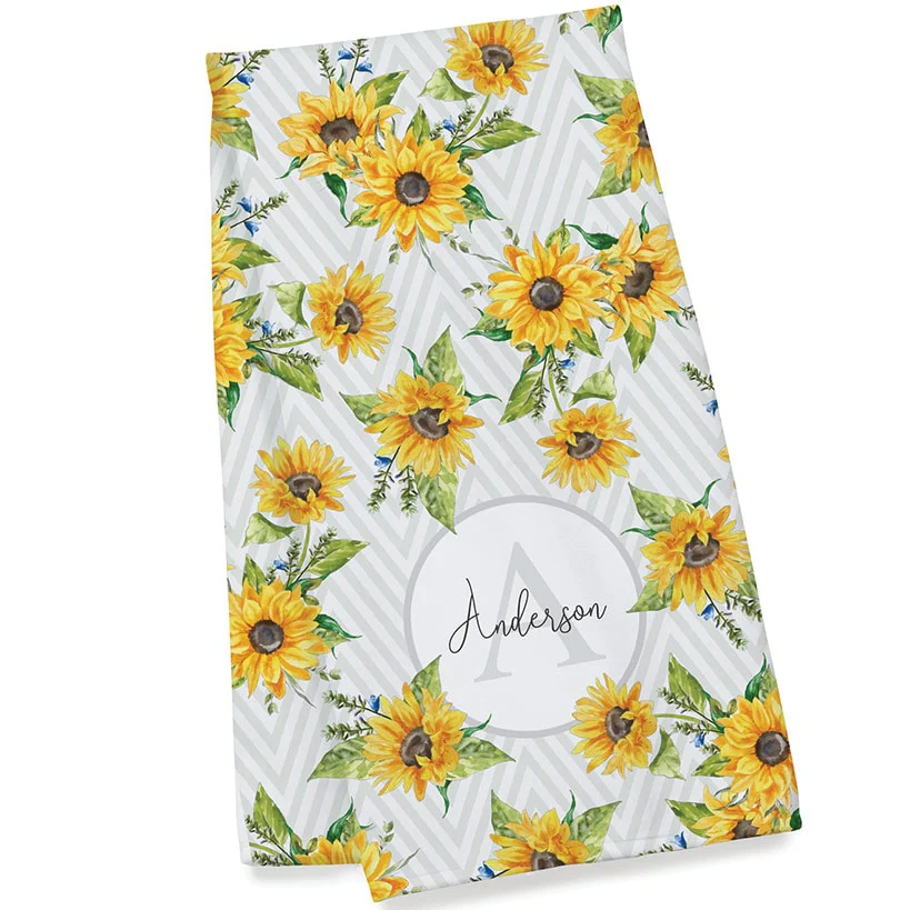 Personalized Sunflower Pattern Towels and Bath Mat - Image 5