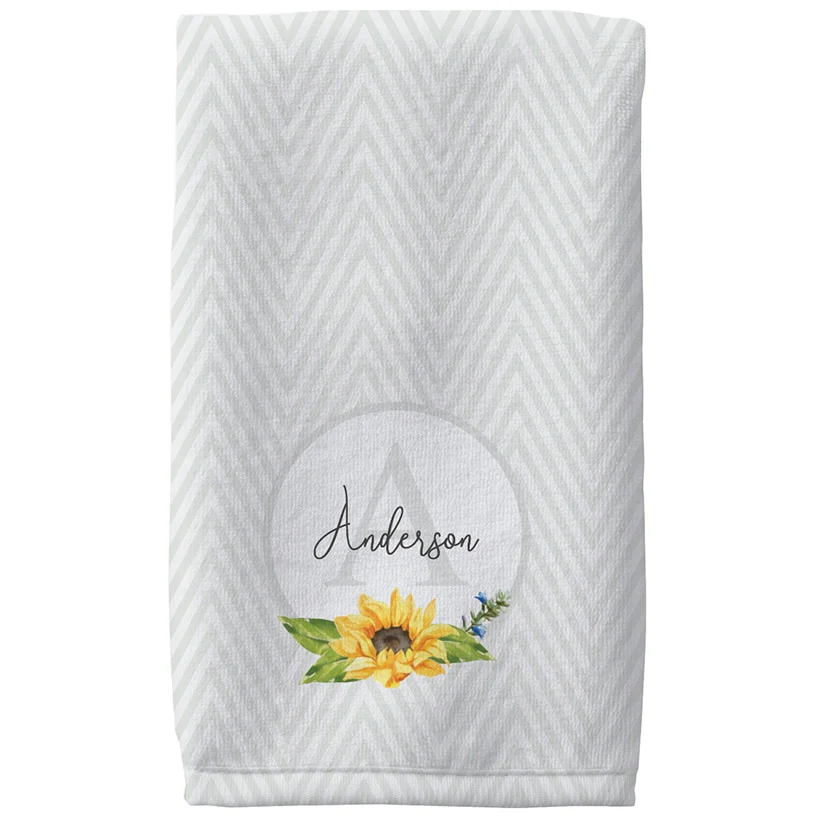 Personalized Sunflower Pattern Towels and Bath Mat - Image 6