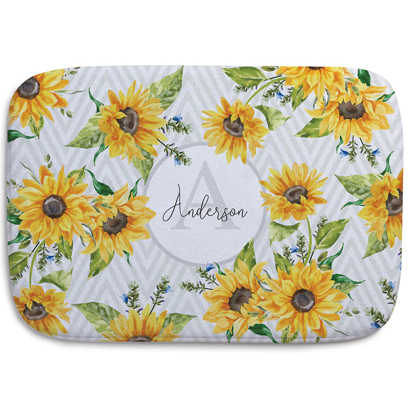 Personalized Sunflower Pattern Towels and Bath Mat - Image 7
