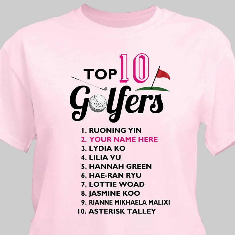 Personalized Top Ten Women's Golf Novelty T-Shirt
