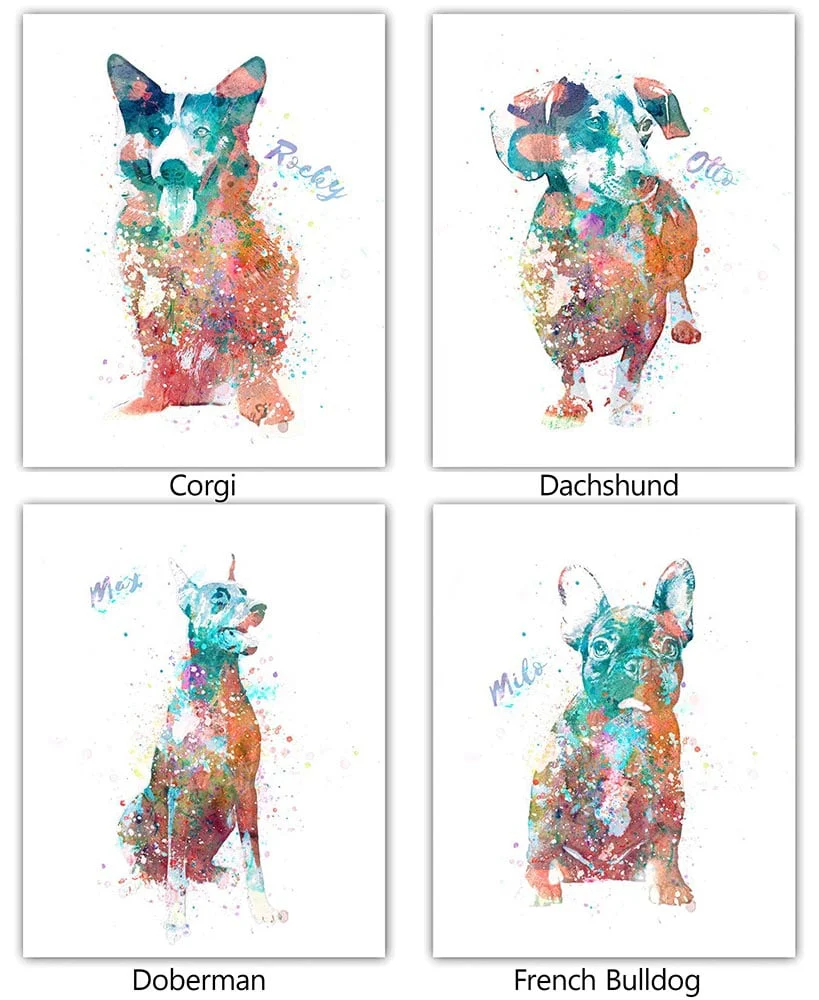 Personalized Watercolor Dog or Cat Breed Wall Art - Image 3