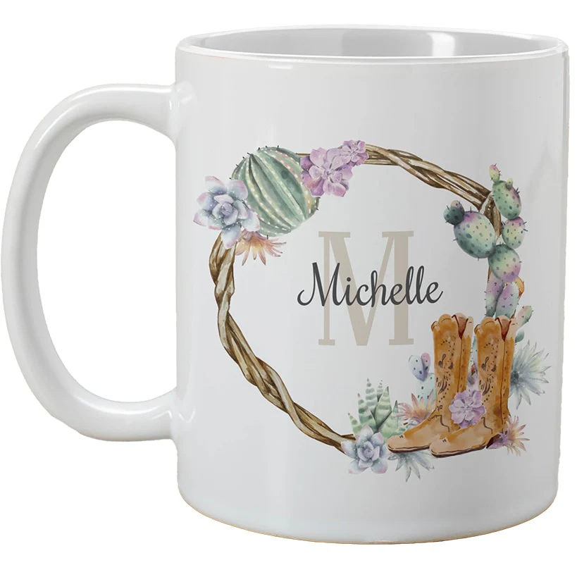 Personalized Watercolor Succulents Coffee Mug - Image 2