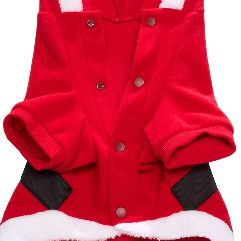 Pet Santa Or Reindeer Plush Fabric Costume With Hood - Image 2