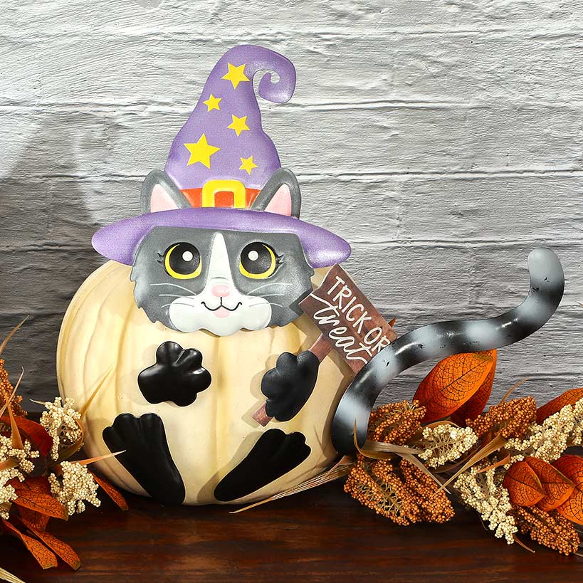 Pumpkin Decorating Kits Metal In Cat Ghost Bird Or Skeleton Characters - Image 3