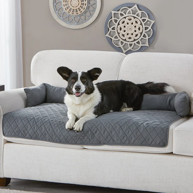 Quilted Pet Bed with Headrest